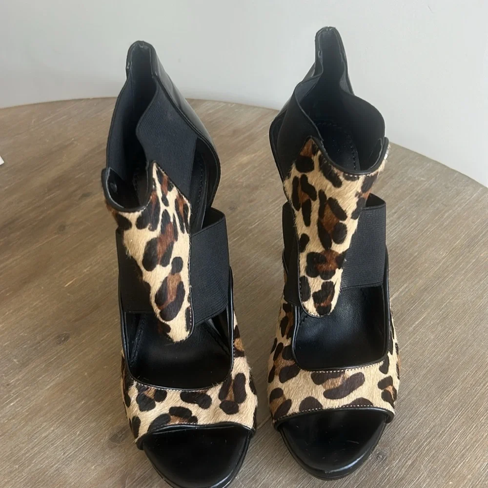 Calvin Klein Sonia Leopard Hair Calf Leather Elastic Platform Stilettos Women’s - Picture 8 of 16